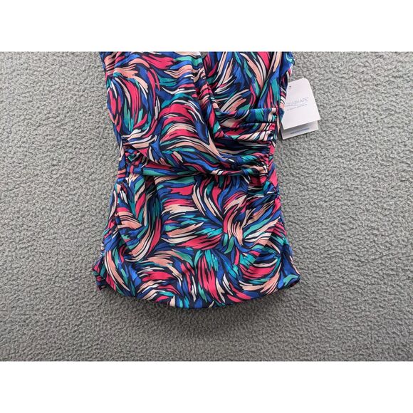 *NEW* Dolfin Aquashape Women's Wrap Front Tankini Top Bliss Print sz Small - Picture 3 of 13